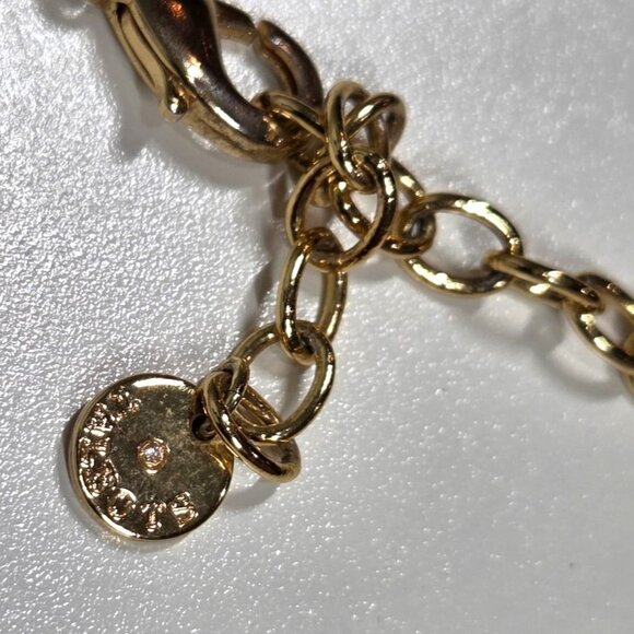 Talbots Necklace Pink Floral Anemone CZ Statement Gold Tone Prom Wedding Party - Picture 5 of 6